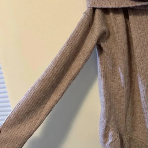 Anthropologie Maeve Addie Ruffled Hacci Pullover Sweater Brown Cream X-Small - Picture 7 of 8